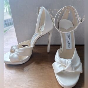 Jimmy Choo Rosie 120 Ivory Satin Platform Sandals